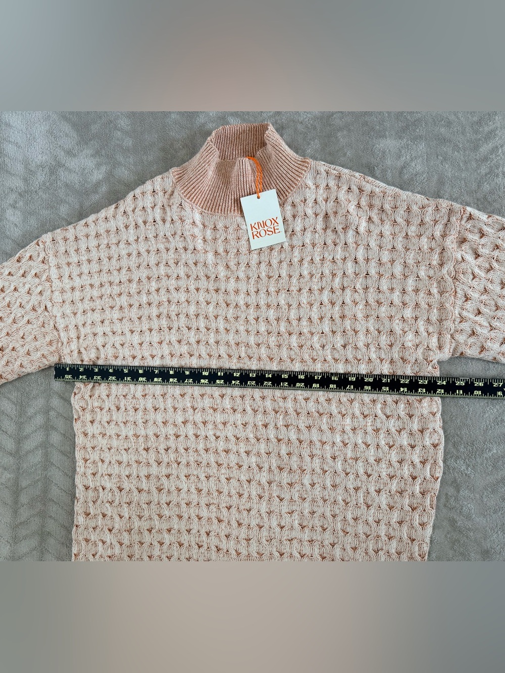 Knox Rose NWT Chunky Honeycomb Knit‎ Mock-Neck Oversized Cozy Minimalist Sweater - Picture 3 of 7